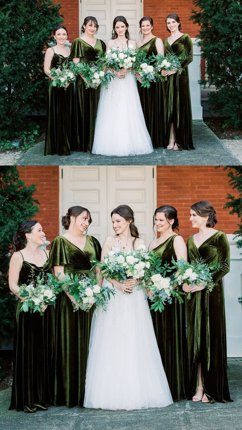 Your go-to olive green mix-and-match 🌿 Bridesmaid Dress Styles (from left to right): 1. #CB0536 2. #CB0367 3. #CB0537 4. #CB0366 Green Velvet Dress Bridesmaid, Olive Green Velvet Dress, Olive Green Bridesmaid, Olive Green Bridesmaid Dresses, Velvet Bridesmaid, Olive Green Velvet, Velvet Bridesmaid Dresses, Green Velvet Dress, Bridesmaid Dress Styles