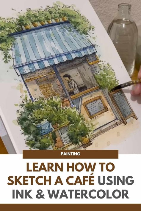 Loose ink and watercolor sketching is a dynamic and expressive technique that captures the essence and atmosphere of a subject with spontaneity. In this tutorial, we will explore the process of sketching a café using loose ink lines and vibrant watercolor washes. Whether you're a beginner or an experienced artist, this tutorial will provide you with valuable insights and tips to create lively and captivating café sketches. Gathering Your Materials: Before diving into the sketching process... Sketching Tutorial, Watercolor Sketching, Loose Watercolor Paintings, How To Sketch, Seni Pastel, Pen And Wash, Sketching Techniques, Ink And Watercolor, Loose Watercolor