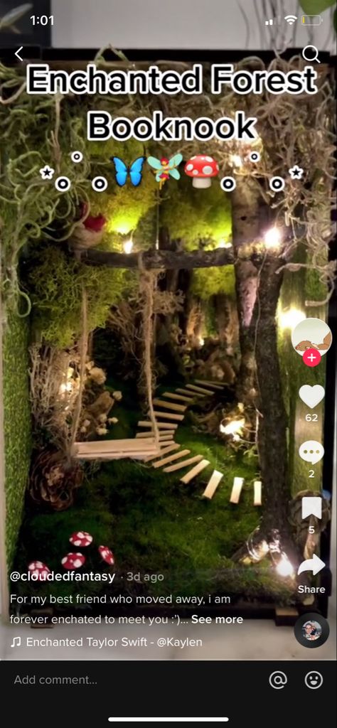 Booknook Ideas Forest, Book Nook Twilight, Enchanted Forest Book Nook, Twilight Book Nook, Booknook Forest, Fairy Book Nook, Forest Book Nook, Booknook Ideas, Fairy Garden Books