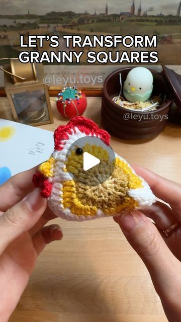 Crochet Granny Square Chickens, Crochet Chicken Granny Square, Crochet Granny Square Chicken, Granny Square Chicken Free Pattern, Crochet Baby Chick, Chicken Granny Square Crochet Pattern, Granny Square Chicken, Crochet Chicken Pattern Free, Craft Ornaments