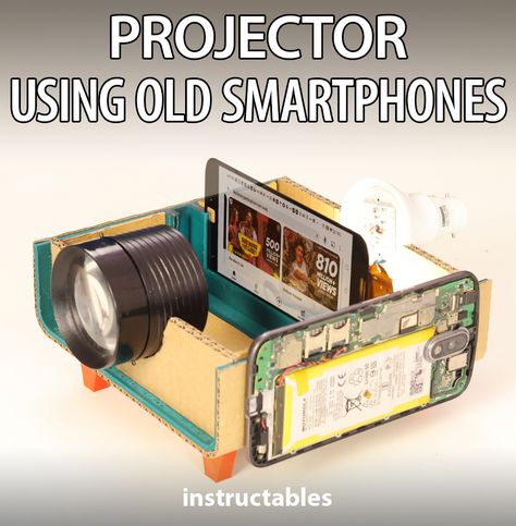 Diy Gadgets Electronics, Cell Phone Projector, Diy Tech Gadgets, Projets Raspberry Pi, Mobile Projector, Craft Closet Organization, Diy Projector, Arduino Projects Diy, Computer Projects