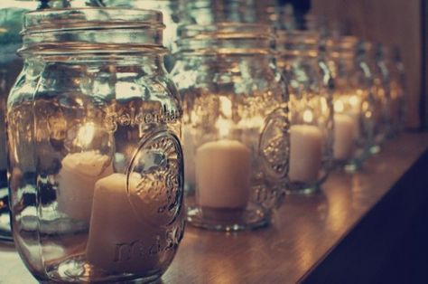 Five Ways To Use Mason Jars At Your Wedding Uses For Mason Jars, Mason Jar Candle Holders, Jar Candle Holder, Mason Jar Wedding, Mason Jar Candles, Rustic Country Wedding, Rustic Chic Wedding, Wedding Stationary, Flower Centerpieces