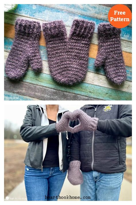 Couples Mittens Free Crochet Pattern Crochet Gloves Free Pattern, Crochet Mitts, Crochet Mittens Free Pattern, Crochet Mittens Pattern, Glove Pattern, Crochet Gloves Pattern, Gloves Pattern, Valentines Crochet, Crochet Mittens