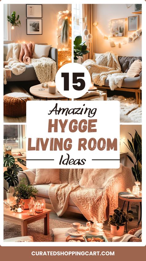 Looking to add a touch of coziness to your home? Check out these 15 hygge living room ideas that include warm color palettes, comfy seating, & personal touches. Perfect for creating a relaxing, inviting atmosphere. Ideal for anyone seeking hygge inspiration and home decor tips. Hygge home, cozy living room, hygge essentials, living room ideas, hygge decor, hygge living room inspiration, hygge living room decor ideas, hygge living room aesthetic, hygge living room design, hygge living room small. Hygge Interior Design Living Room, Hygge Ideas Cozy Living, Hygge Room Decor, Cozy Reading Area In Living Room, Hygge Living Room Color Schemes, Hygge Lighting Ideas, Reading Room Ideas Cozy Small, Vintage Cozy Living Rooms, Cozy House Inspiration