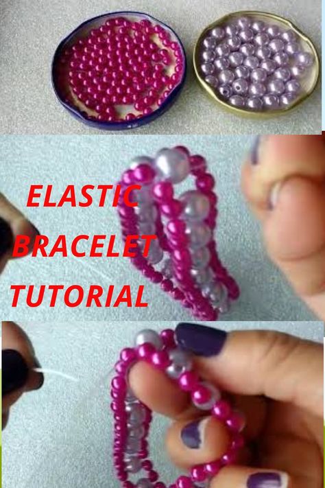 Stretch Bracelets Diy Tutorials, Beginner Beading Tutorials Step By Step, Diy Bracelets Easy Step By Step Simple, Elastic Bracelets Diy, Stretchy Bracelets Diy, Stretch Beaded Bracelets Diy, Making Bracelets With Beads, Elastic Bracelets, Beautiful Beaded Bracelet