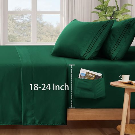 PRICES MAY VARY. Perfect Fit for Deeper Mattresses - The SiinvdaBZX Extra Deep Pocket Queen Sheets are specifically designed to fit any mattress with pockets that are 18, 20, 21, 22 and 24 inches deep mattresses, including ordinary mattresses and air mattresses. Extra deep fitted sheet has a stretchable elastic band around, say goodbye to ill-fitting sheets that constantly slip off. Incredible Premium Microfiber - Our queen size sheets deep pocket set is crafted from high-quality brushed microfi Cozy Sleep, Queen Size Sheets, Luxury Bed Sheets, King Size Sheets, Air Mattresses, Deep Pocket Sheets, King Sheets, Queen Sheets, Fitted Bed Sheets