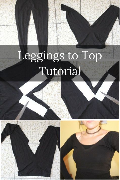 Tights Into Shirt, Leggings Into Shirt, Shirt Diy Ideas, Upcycle Leggings, Shirt Weaving, Fashion Upcycle, Revamp Clothes, Diy Leggings, Clothing Refashion