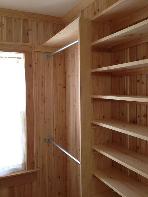 Cedar Lined Closet, Basement Closet, Rustic Closet, Armoire Makeover, Tiny Bath, Cedar Closet, Closet Remodel, Closet Lighting, Dream Closets