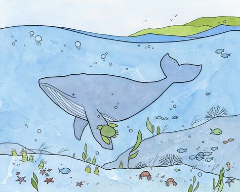 Under the Sea! Underwater ocean illustrations - studiotuesday Under The Sea Drawings, Ocean Nursery Art, Underwater Drawing, Ocean Drawing, Sea Drawing, Ocean Illustration, Underwater Ocean, Sea Illustration, Sea Underwater