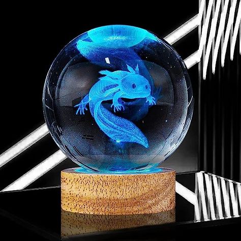 3D Axolotl lamp, Animal Crystal Ball Night Light with 16 Color LED Wooden Base,3D Laser Engraving Holographic Crystal Ball Night Lamp, Upgraded 3.15 Inch for Birthday Gift,Home Decor #decoration #decorationideas #axolotl #lamp #animals Axolotl Room Decor, Engraved Crystal, Ball Lamps, 3d Laser, Crystal Lamp, Night Lamp, Cute Keychain, Night Lamps, Wooden Base