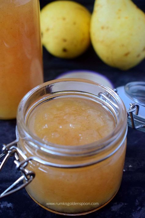 Pear Jam Recipe No Pectin, Asian Pear Jam, Asian Pear Jam Recipe, Pear Jelly Recipes, Pear Jam Recipe, Easy Jam Recipe, Blueberry Jam Recipe, Easy Jam, Freezer Jam Recipes