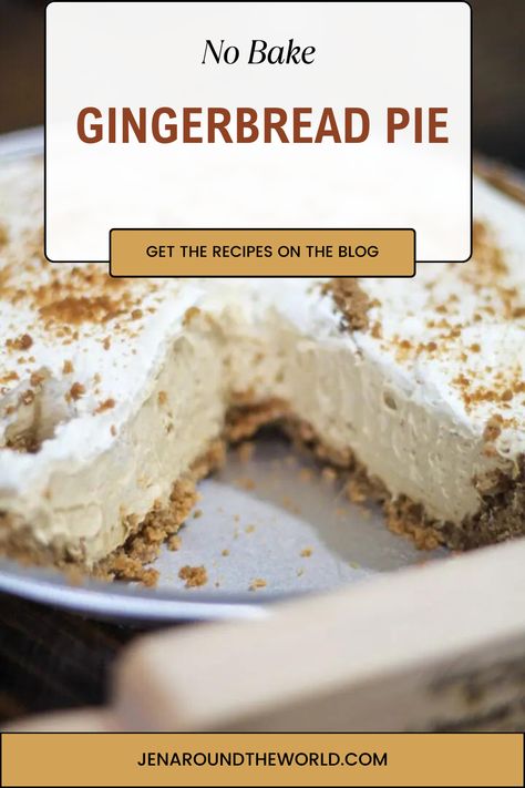 Make this award-winning No-Bake Gingerbread pie for the perfect Christmas dessert. Quick and easy and great for the busy holiday season.

This pie features a gingersnap cookie crust with homemade whipped cream. It has quickly become a favorite dessert! Ginger Snap Crust Desserts, Gingersnap Pie Crust Recipe, Ginger Snap Pie Crust, Gingerbread Pie, Christmas Pies, Dessert Quick, Gingerbread Recipes, Perfect Christmas Dessert, Delicious Holiday Desserts