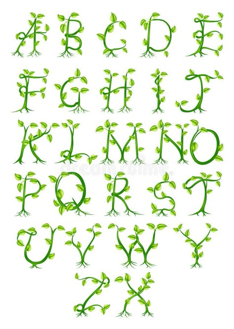 Letters Alphabet Fonts, Vine Letters, Typography Fonts Alphabet, Nature Letters, Nature Font, Vine Font, Fonts Handwriting Alphabet, Fonts Handwriting, Draw Hands