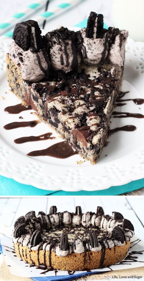 Cookies And Cream Cookie, Oreo Dessert Easy, Life Love And Sugar, Oreo Cookie Cake, Oreo Cookie Recipes, Oreo Dessert Recipes, Cookies And Cream Cake, Oreo Recipes, Cookie Cake Recipe