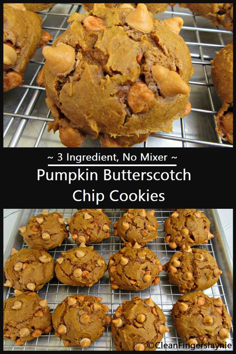 Pumpkin Butterscotch Chip Cookies - Clean Fingers Laynie Recipes With Pumpkin Spice Baking Chips, Pumpkin Butterscotch Chip Cookies, Pumpkin Cookies With Butterscotch Chips, Butterscotch Pumpkin Cookies, Pumpkin Cookies Chocolate Chip, Pumpkin Butterscotch Cookies, Pumpkin Spice Coffee Recipe, Pumpkin Cake Mix Cookies, Butterscotch Chip