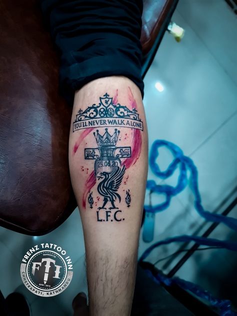 Liverpool Leg Tattoo, Liverpool Fc Tattoo Ideas, Liverpool Tattoo Ideas, Liverpool Tattoo Design, England Tattoo Ideas, Liverbird Tattoo, Lfc Tattoo, Liverpool Fc Tattoo, England Tattoo