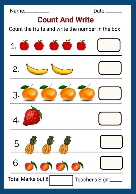 Count And Write -Number Counting Worksheets | PosterMyWall Count And Write The Number Worksheet, Count The Objects And Write The Number, Count Numbers Worksheet, Writing Numbers Worksheet, Counting Worksheets Preschool, Count And Write Worksheets, Count And Write The Number, Kg Worksheets, Rote Counting