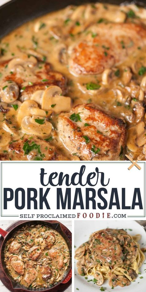 Pork Loin Mushroom Recipes, Mushroom Pork Tenderloin, Pork Marsala, Marinated Pork Tenderloin, Mushroom Wine Sauce, Pork Meals, Pork Sauce, Wine Recipe, Marinated Pork Tenderloins