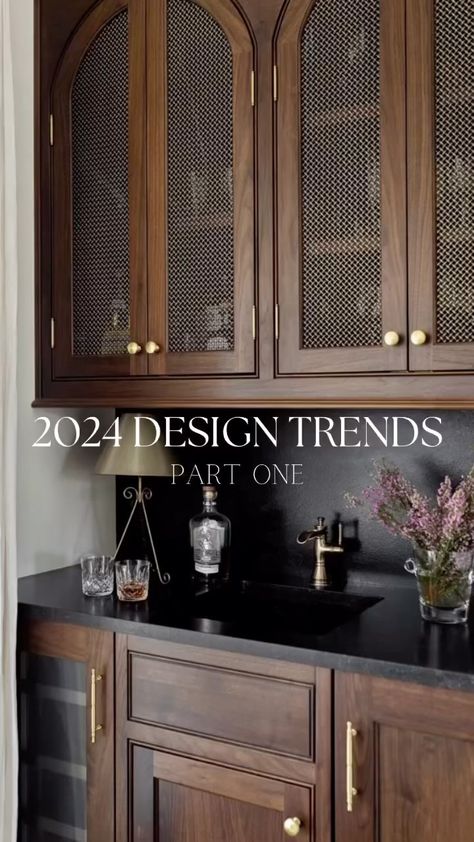 2024 Design Trends- Part One ✨ Which design trend do you think will be your favourite in 2024?? #2024designtrends #designtrends… | Instagram Kitchen Ideas Dark Cabinets Espresso, 2024 Design, Dark Kitchen Cabinets, Furniture Trends, Wet Bar, Home Gadgets, House Inspo, Bar Design, Kitchen Inspirations