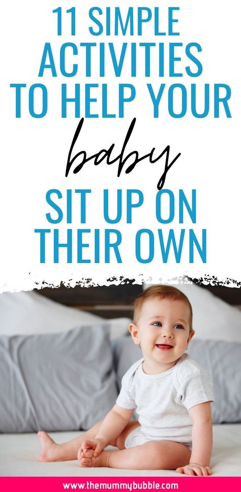 Want to help your baby learn how to sit up unaided? Here are 11 fun and simple activities to do with your baby to help with sit up on their own! Tips for helping your baby hit this important milestone #baby #newbaby #parentingtips #mumlifetips Helping Baby Sit Up, Sitting Up Baby, Baby Development Activities, Baby Tummy Time, Baby Milestones Pictures, Baby Routine, Simple Activities, Newborn Baby Tips, Baby Life Hacks