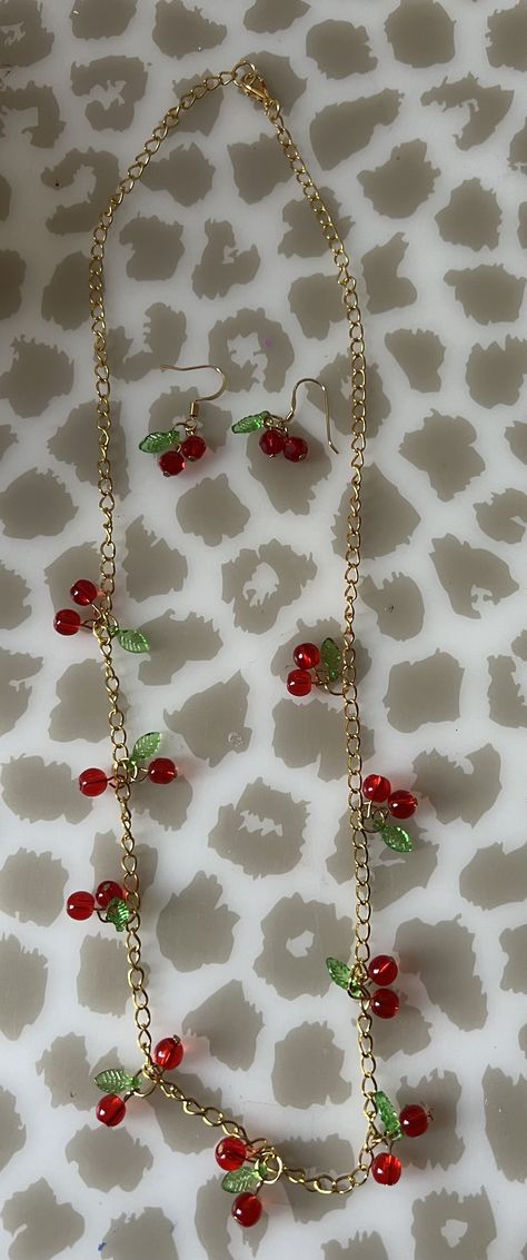 I made some Cherry Earrings (Swarovski crystals) and a cherry necklace (glass beads). Cherry Beads Tutorial, Bead Cherry, Necklace Glass Beads, Cherry Necklace, Cherry Earrings, Bead Pendant, Swarovski Crystal Earrings, Swarovski Earrings, Craft Time