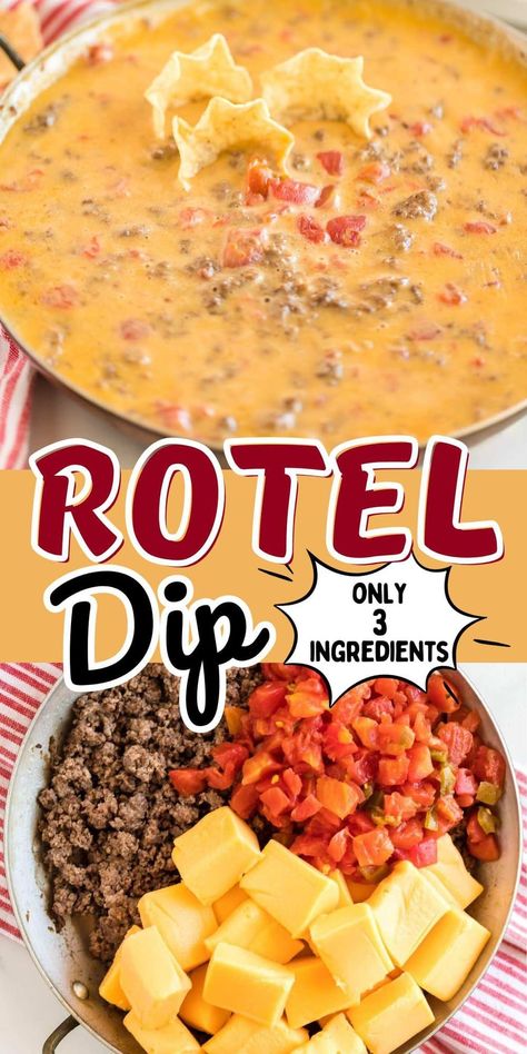 Our Rotel Dip combines the bold flavors of ground beef, Rotel tomatoes, and creamy Velveeta. This dip is a surefire hit for any party. Quick to prepare, it's a versatile dip that's as perfect for chips as it is for veggies. The Best Rotel Dip, Party Food To Bring, Best Rotel Dip, Queso Velveeta, Recipe With Ground Beef, Rotel Dip, Football Snacks, Game Day Football, Football Party Food