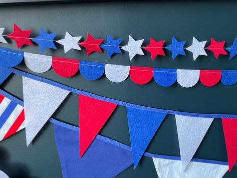 Blue Bunting, Felt Bunting, Different Lettering, Wedding Bunting, Bastille Day, Star Garland, Felt Garland, Paper Making, Fabric Flags