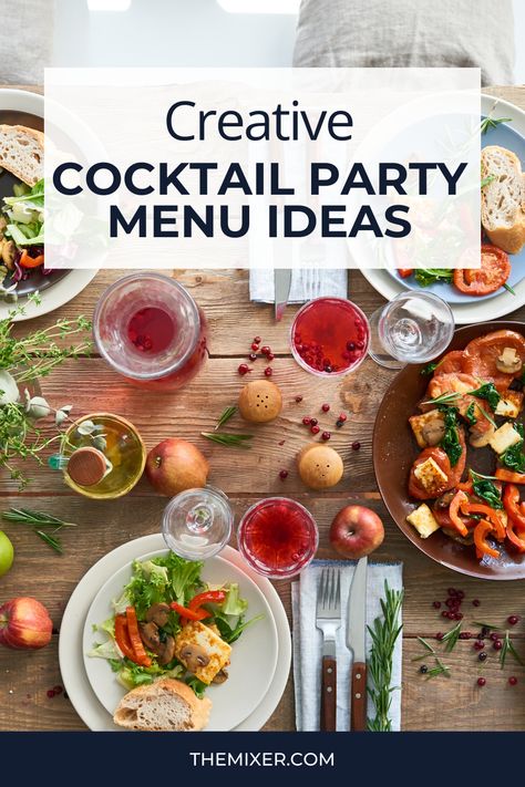 There’s a lot to keep track of when hosting a cocktail party, but the three most important elements are drinks, food, and fun. Our list of 25 creative cocktail party menu ideas takes care of the first two aspects so you can focus on having a good time with your guests. Cocktail Party Menu Ideas, Cocktail Party Recipes, Winter Cocktail Party, Party Menu Ideas, Spicy Pumpkin Soup, Barbecue Chicken Wings, Savoury Crackers, Chocolate Dipping Sauce, Apple Puff Pastry