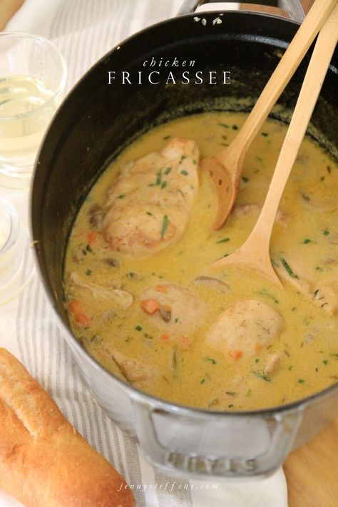 French Chicken Fricasse Recipe, Chicken Fricasse Recipe Simple, Chicken Fricasse Recipe, Chicken Fricassee, Jenny Steffens Hobick, Summer Savory, Poultry Dishes, Sweet Rice, French Dishes