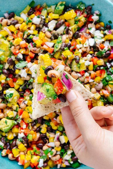 Cowboy Caviar Mango, Cowboy Caviar With Feta Cheese, Cowboy Caviar Tiktok, Vegan Tiktok Recipes, Viral Tiktok Food Recipes, Boat Foods, Best Cowboy Caviar Recipe, The Best Cowboy Caviar, Easy Cowboy Caviar