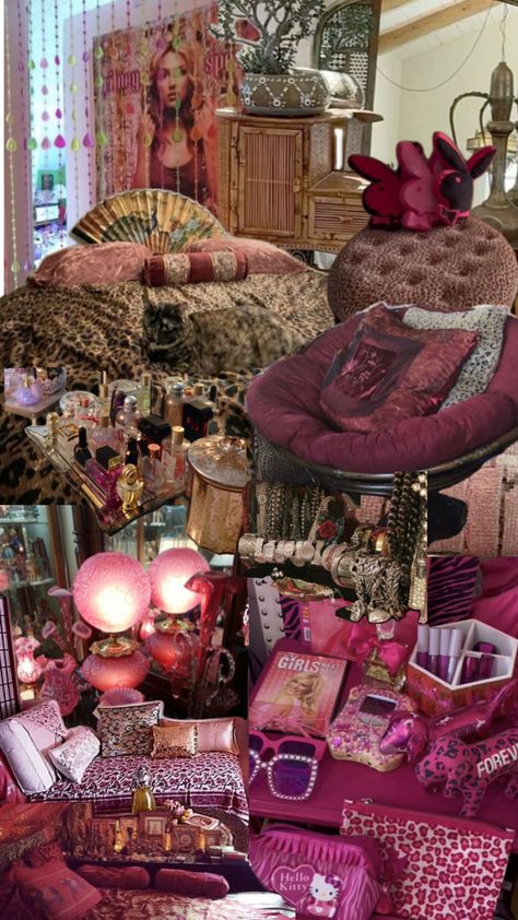 bedroom inspo, maximalist, leopard print, cheetah print, animal, pink, gold, brown, silk satin bedroom, hello kitty, juicy couture, Victoria’s Secret, vintage y2k 2000s 2010s bedroom, jewellery stand, door beads 2010s Bedroom, Maximalist Room Aesthetic, Bedroom Hello Kitty, 2000s Bedroom Aesthetic, Cheetah Print Bedroom, Y2k Bedroom Aesthetic, Leopard Print Bedroom, 2000s Bedroom, Y2k Bedroom