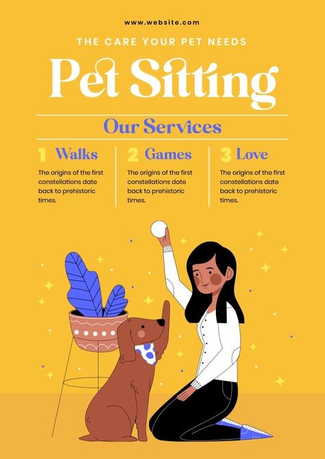 Hand-drawn Pet Sitting Services Poster Animal Care Poster, Dog Sitting Poster Ideas, Dog Walker Flyer Ideas, Pet Sitter Flyer, Dog Sitting Flyers, Pet Business Ideas, Pet Sitting Flyer, Dog Walker Flyer, Pet Sitting Logo