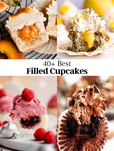 These filled cupcakes recipes are a delightful twist on the classic cupcake, offering a surprise burst of flavor in every bite. Gourmet Cupcakes Flavors, Christmas Cupcake Flavors, Cupcakes Rellenos, Cupcake Filling, Holiday Recipes Christmas Desserts, Muffin Cups Recipes, Homemade Cupcake Recipes, Chocolate Cupcakes Filled, Christmas Cupcakes Recipes