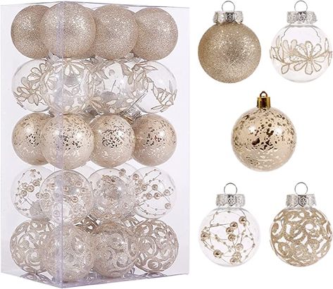 Champagne Christmas Tree, Christmas Ornaments Balls, Champagne Christmas, Clear Christmas Ornaments, Red Christmas Ornaments, Rustic Christmas Ornaments, Gold Christmas Ornaments, White Christmas Ornaments, Plastic Christmas Tree