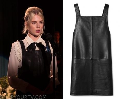 Astrid Sloan, Leather Pinafore Dress, Pinafore Dress Outfit, Leather Pinafore, Style Icons Inspiration, The Politician, Leather Mini Dress, Pinafore Dress, Team Apparel