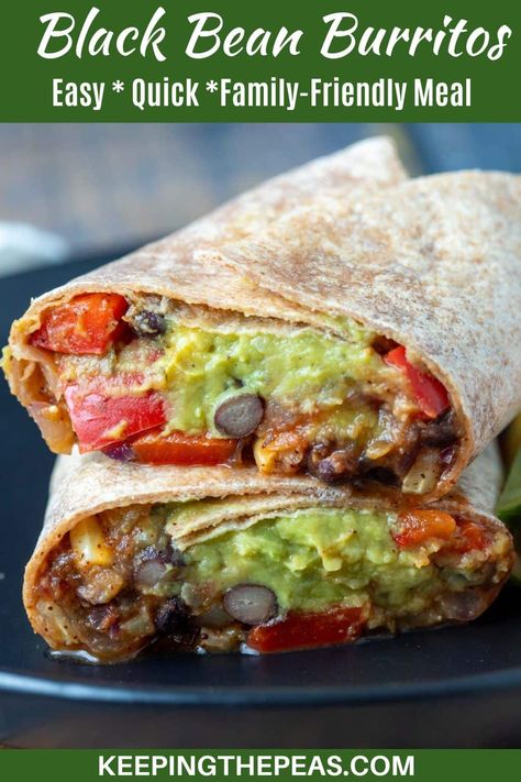 These vegan black bean burritos are a quick, easy, and satisfying weeknight meal that will please the whole family. They are completely customizable, so everyone gets exactly what they want! Mexican Bean Burritos, Burito Recipes, Vegan Bean Burrito, Black Bean Burrito Recipe, Tuesday Meals, Bean Burrito Recipe, Black Bean Burritos, Vegan Burritos, Vegan Meat Recipe