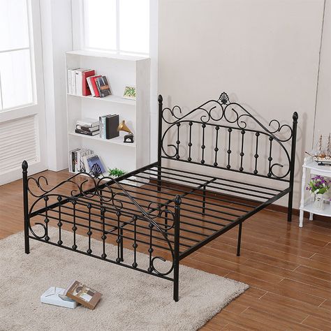 What is Included Color: Black White Bed Size: Twin Full XL Queen Full King California King Style: Modern Product Type: Open-Frame Frame Material: Iron Upholstered: Non-Upholstered Slat Material: Metal Wood Purposeful Distressing Type: No Distressing Weights & Dimensions Overall Width - Side to Side: 47" (120 cm) 59" (150 cm) 53" (135 cm) 71" (180 cm) Overall Length - Head to Toe: 75" (190 cm) 79" (200 cm) Overall Height - Top to Bottom: 16" (40 cm) Compatible Mattress Width - Side to Side: 47" (120 cm) 59" (150 cm) 53" (135 cm) 71" (180 cm) Compatible Mattress Length - Head to Toe: 75" (190 cm) 79" (200 cm) Murphy Bed: No Trundle Bed: No Features Height Adjustable: Non-Adjustable Height Tufted: No Nailhead Trim: Without Nailhead Trim Built-In Desk: No Mattress Included: Mattress Not In Black White Bed, Black Iron Beds, Black Metal Bed, King Style, Black Bed Frame, Iron Bed Frame, Black Headboard, Folding Bed, Attic Design