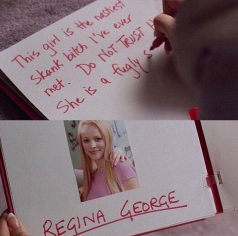 Mean Girls Rules, Regina George Halloween, Mean Girls Musical, Mean Girl 3, Character Moodboard, Mean Girls Burn Book, 2000s Trashy, Burn Book, Regina George