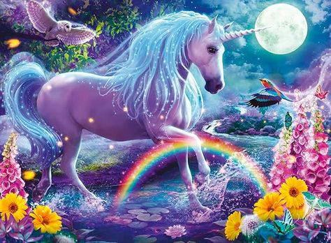 Amazon.com: Ravensburger Glitter Unicorn 100 Piece XXL Jigsaw Puzzle for Kids - 12980 - Every Piece is Unique, Pieces Fit Together Perfectly : Toys & Games Puzzle For Kids, Glitter Unicorn, Unicorn Pictures, Jigsaw Puzzles For Kids, Ravensburger Puzzle, Unicorn Toys, Legendary Creature, Rainbow Unicorn, White Horse