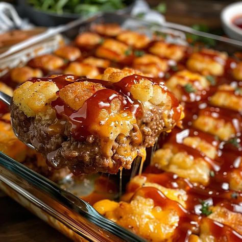 Cheesy Tater Tot Meatloaf Casserole Recipe - elianarecipes.com Tater Tot Casserole With Cream Of Celery, Big Mac Tater Tot Casserole With Ground Beef, Ultimate Tater Tot Casserole, Tater Tot Casserole Without Cream Of Mushroom, Cheesy Tater Tot Meatloaf, Tator Tot Dinners, Vegetable Tater Tot Casserole, Potato Tot Casserole Ground Beef, Tater Tot Casserole No Cream Soup