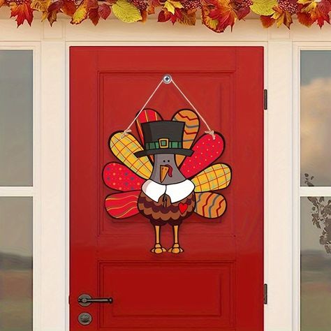 Faster shipping. Better service Car Wreath, Turkey Door, Wooden Turkey, Autumn Sunflowers, Thanksgiving Party Decor, Thanksgiving Party Decorations, Fall Floral Decor, Wooden Wreath, Door Hanging Decorations