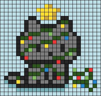 Pixel Drawing Christmas, Orange Cat Perler Beads, Small Christmas Perler Bead Patterns, Cow Print Pixel Art, Christmas Pearl Beads Pattern, Christmas Tapestry Crochet Patterns, Holiday Pixel Art, Hama Beads Christmas Pattern, Lord Of The Rings Pixel Art