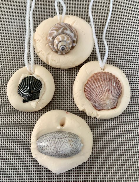 Salt Dough Pendants, Air Dry Clay Sea Shells, Sea Shell Necklaces, Sensory Projects, How To Make Salt Dough, 2024 Ideas, Shell Collection, Sea Glass Crafts, Seashell Necklace