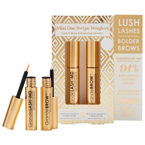 Mini One Swipe Wonder Lash and Brow Set - Grande Cosmetics | Sephora Grande Lash, Lashes And Brows, 2024 Wishlist, Brow Serum, Bold Brows, Travel Size Toiletries, Grande Cosmetics, Lash Serum, Skin Medica