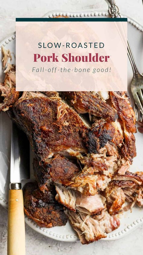 The best pork shoulder recipes are cooked low and slow. This slow roasted pork shoulder is slightly sweet and incredibly tender with crispy, crunchy edges. This is one of the best pork shoulder recipes of all time! Slow Roasted Pork Chops Oven, Cooking Pork Shoulder In The Oven, Slow Roast Pork Shoulder, How To Cook A Pork Shoulder Roast, Best Pork Shoulder Recipe, Recipes For Pork Shoulder Roast, What To Do With Pork Roast, Picnic Pork Shoulder Recipes, Bbq Pork Shoulder Recipes