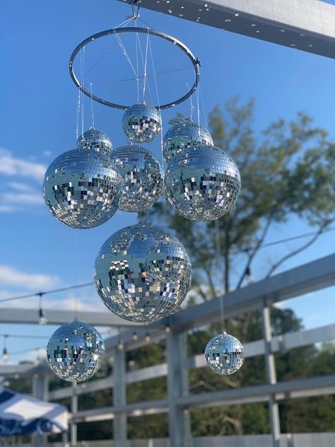 Disco Ball Chandelier, Disco Decorations, Ball Chandelier, Disco Party Decorations, Disco Glam, Handmade Chandelier, Glam Party, Disco Balls, Disco Party