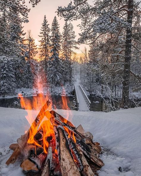 Winter fire combines the coldest snow with the warmest fire...like two lovers of opposite personalities that attract each other and burn all night long...  #winter #fire #opposites #attract #nature #snow #naturephotography #forest #view #fireplace #peace Winter Fire, Camping Aesthetic, Winter Camping, Winter Beauty, Winter Wonder, Winter Aesthetic, Ski Trip, Winter Photography, Pics Art