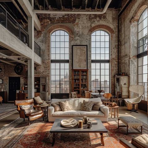 Embrace the Fusion of Industrial Chic in Your Interior Design • 333+ Images • [ArtFacade] Urban Chic Interior Design, Warehouse Interior Design, Industrial Glam Decor, Factory Interior Design, Bedroom In Blue, Industrial Style Interior Design, Style Hacienda, Industrial Chic Interior, Warehouse Interior