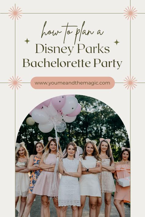 A group of seven women are wearing cocktail dresses and lace cat ears to celebrate a bachelorette party. Disney Bachelorette Party Itinerary, Disneyland Bridal Shower Ideas, Magic Kingdom Bachelorette Party, Bachelorette Party At Disney, Disney Epcot Bachelorette Party, Disney Bachelorette Itinerary, Disneyland Bachelorette Outfits, Bachelorette Party Disneyland, Bachelorette Disneyland