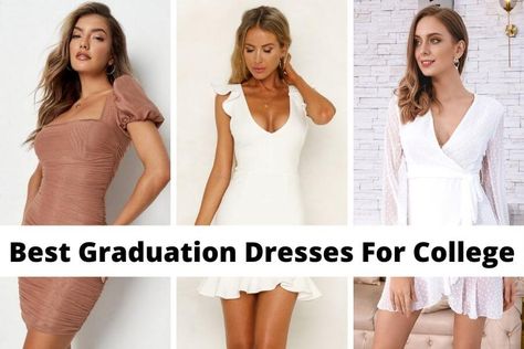 47+ Best Graduation Dresses For College To Wear (2022) Graduation Dresses For College, College Graduation Outfit Ideas, Dresses For College, College Graduation Outfit, White Dress Outfit Ideas, Cute Graduation Outfits, Best Graduation Dresses, Graduation White Dress, Graduation Outfit College